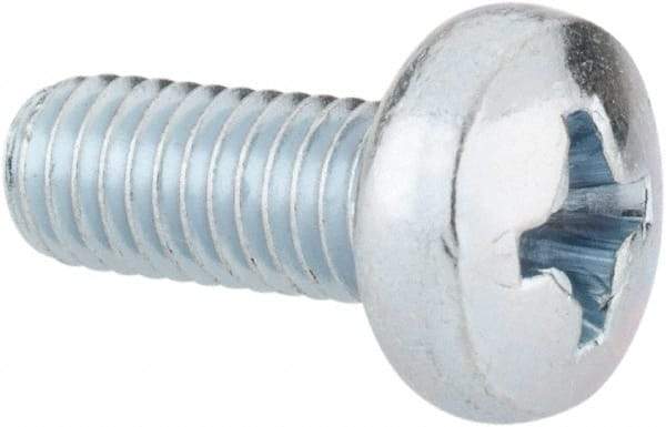 Value Collection - M5x0.80, 12mm Length Under Head Phillips Drive Machine Screw - Pan Head, Grade 4.8 Steel, Zinc-Plated Finish, Without Washer - Americas Industrial Supply