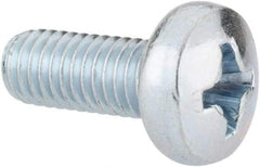 Value Collection - M5x0.80, 12mm Length Under Head Phillips Drive Machine Screw - Pan Head, Grade 4.8 Steel, Zinc-Plated Finish, Without Washer - Americas Industrial Supply