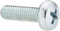 Value Collection - M5x0.80, 16mm Length Under Head Phillips Drive Machine Screw - Pan Head, Grade 4.8 Steel, Zinc-Plated Finish, Without Washer - Americas Industrial Supply
