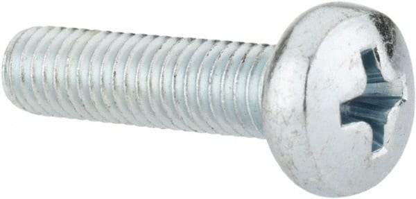 Value Collection - M5x0.80, 20mm Length Under Head Phillips Drive Machine Screw - Pan Head, Grade 4.8 Steel, Zinc-Plated Finish, Without Washer - Americas Industrial Supply
