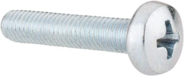 Value Collection - M5x0.80, 25mm Length Under Head Phillips Drive Machine Screw - Pan Head, Grade 4.8 Steel, Zinc-Plated Finish, Without Washer - Americas Industrial Supply