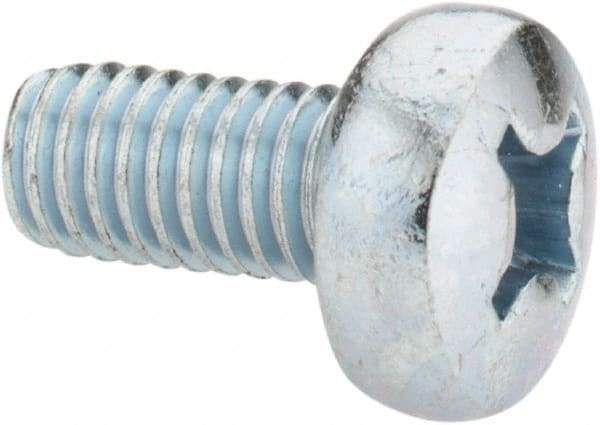 Value Collection - M6x1.00, 12mm Length Under Head Phillips Drive Machine Screw - Pan Head, Grade 4.8 Steel, Zinc-Plated Finish, Without Washer - Americas Industrial Supply