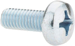 Value Collection - M6x1.00, 16mm Length Under Head Phillips Drive Machine Screw - Pan Head, Grade 4.8 Steel, Zinc-Plated Finish, Without Washer - Americas Industrial Supply
