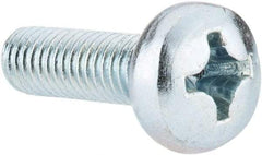 Value Collection - M6x1.00, 20mm Length Under Head Phillips Drive Machine Screw - Pan Head, Grade 4.8 Steel, Zinc-Plated Finish, Without Washer - Americas Industrial Supply