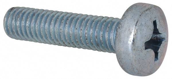 Value Collection - M6x1.00, 25mm Length Under Head Phillips Drive Machine Screw - Pan Head, Grade 4.8 Steel, Zinc-Plated Finish, Without Washer - Americas Industrial Supply