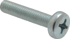 Value Collection - M6x1.00, 30mm Length Under Head Phillips Drive Machine Screw - Pan Head, Grade 4.8 Steel, Zinc-Plated Finish, Without Washer - Americas Industrial Supply