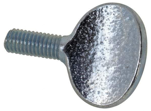 Value Collection - M5x10.00 Oval Shoulderless Grade 2 Steel Thumb Screw - 12mm OAL, 5mm Head Diam x 16mm Head Height, Zinc-Plated Finish - Americas Industrial Supply