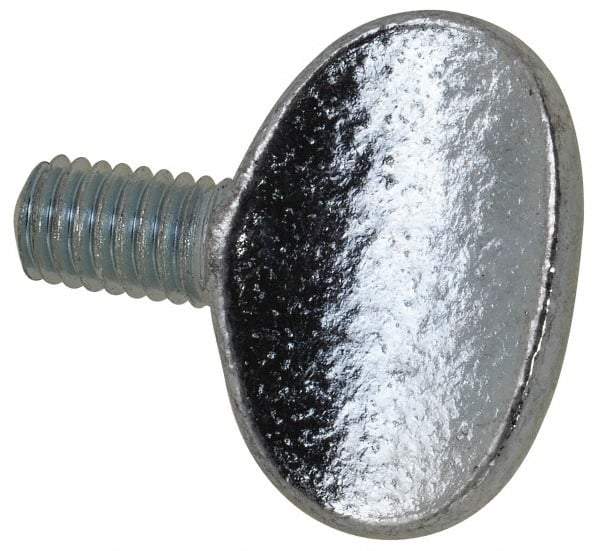 Value Collection - M6x1.00 Oval Shoulderless Grade 2 Steel Thumb Screw - 10mm OAL, 6mm Head Diam x 16.5mm Head Height, Zinc-Plated Finish - Americas Industrial Supply