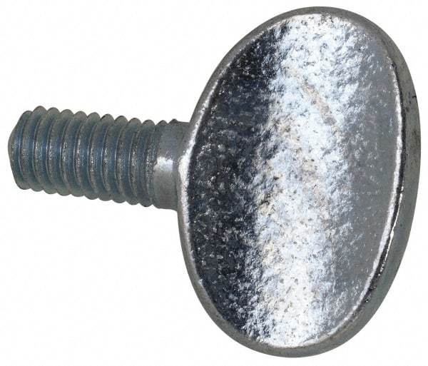 Value Collection - M6x1.00 Oval Shoulderless Grade 2 Steel Thumb Screw - 12mm OAL, 6mm Head Diam x 16.5mm Head Height, Zinc-Plated Finish - Americas Industrial Supply