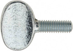 Value Collection - M6x1.00 Oval Shoulderless Grade 2 Steel Thumb Screw - 16mm OAL, 6mm Head Diam x 16.5mm Head Height, Zinc-Plated Finish - Americas Industrial Supply