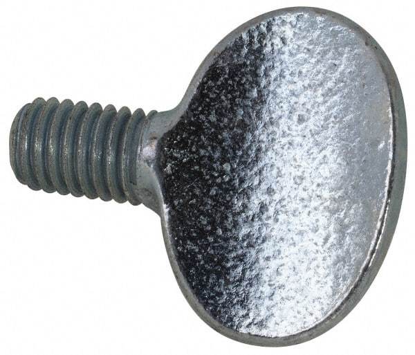 Value Collection - M8x1.25 Oval Shoulderless Grade 2 Steel Thumb Screw - 12mm OAL, 8mm Head Diam x 19.5mm Head Height, Zinc-Plated Finish - Americas Industrial Supply