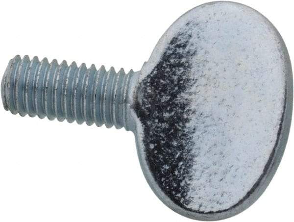 Value Collection - M8x1.25 Oval Shoulderless Grade 2 Steel Thumb Screw - 16mm OAL, 8mm Head Diam x 19.5mm Head Height, Zinc-Plated Finish - Americas Industrial Supply