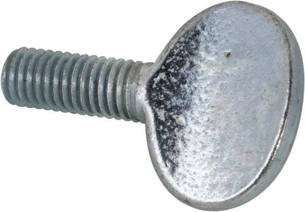 Value Collection - M8x1.25 Oval Shoulderless Grade 2 Steel Thumb Screw - 20mm OAL, 8mm Head Diam x 19.5mm Head Height, Zinc-Plated Finish - Americas Industrial Supply