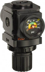 ARO/Ingersoll-Rand - 1/4 NPT Port, 59 CFM, Aluminum Miniature Regulator - 0 to 140 psi Range, 250 Max psi Supply Pressure, 1/8" Gauge Port Thread, 2.913" Wide x 3-9/16" High - Americas Industrial Supply