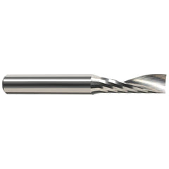 Square End Mill: 1/32'' Dia, 5/32'' LOC, 1/8'' Shank Dia, 1-1/2'' OAL, 1 Flute, Solid Carbide Single End, Uncoated, Upcut Flute, 22 ° Helix, Centercutting, RH Cut, RH Flute