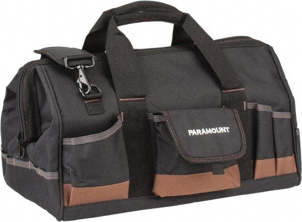 Paramount - 31 Pocket Black & Brown Polyester Tool Bag - 18" Wide x 11" Deep x 12" High - Americas Industrial Supply