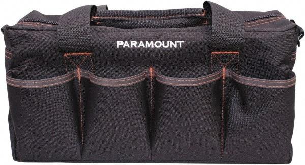 Paramount - 16 Pocket Black & Brown Polyester Tool Bag - 14" Wide x 5-1/2" Deep x 6" High - Americas Industrial Supply