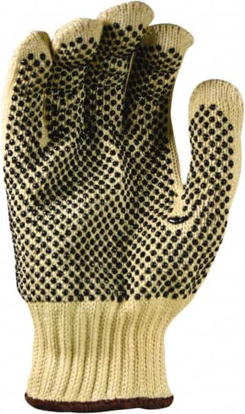 PRO-SAFE - Size M (8), ANSI Cut Lvl 4, Puncture Lvl 1, Abrasion Lvl 2, PVC Coated ATA Cut Resistant Gloves - 9.5" Long, Palm & Fingers Coated, Continuous Cuff, Black/Yellow, Paired - Americas Industrial Supply