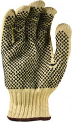 PRO-SAFE - Size M (8), ANSI Cut Lvl 4, Puncture Lvl 1, Abrasion Lvl 2, PVC Coated ATA Cut Resistant Gloves - 9.5" Long, Palm & Fingers Coated, Continuous Cuff, Black/Yellow, Paired - Americas Industrial Supply
