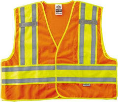 Ergodyne - Size L/XL High Visibility Orange Mesh/Solid Public Safety Vest - 44 to 52" Chest, ANSI/ISEA 107, Hook & Loop Closure, 1 Pocket, Polyester - Americas Industrial Supply