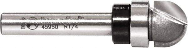 Amana Tool - 1/2" Cut Diam, 3/8" Length of Cut, 2 Flute Core Box Edge Profile Router Bit - Carbide-Tipped, 1/4" Shank Diam, 2" OAL, Uncoated - Americas Industrial Supply