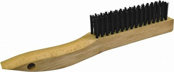 Gordon Brush - 4 Rows x 16 Columns Steel Plater Brush - 4-3/4" Brush Length, 10" OAL, 1-1/8 Trim Length, Wood Shoe Handle - Americas Industrial Supply