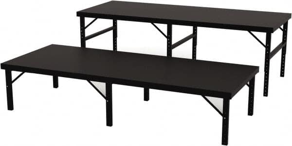 Valley Craft - 48 Wide x 120" Deep x 28" High, Steel Work Table - 14 Gauge Stainless Steel Top, Adjustable Height Legs, Gray - Americas Industrial Supply