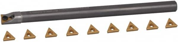 Hertel - 0.438" Min Diam Smallest Bar, 0.438" Min Diam Largest Bar, Carbide Indexable Boring Bar Set - TP.. Insert, HBBQ Toolholder, 3-3/4" Max Bore Depth, Through Coolant - Americas Industrial Supply