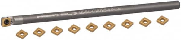 Hertel - 0.208" Min Diam Smallest Bar, 0.208" Min Diam Largest Bar, Carbide Indexable Boring Bar Set - CD.. Insert, HBBQ Toolholder, 1-7/8" Max Bore Depth, Through Coolant - Americas Industrial Supply