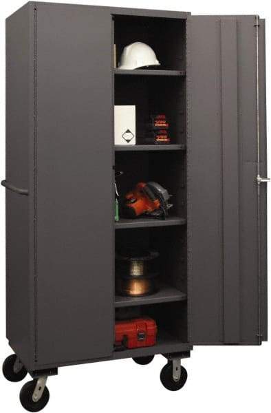 Durham - 4 Shelf Locking Storage Cabinet - Steel, 36" Wide x 24" Deep x 80" High, Gray - Americas Industrial Supply