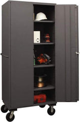 Durham - 4 Shelf Locking Storage Cabinet - Steel, 36" Wide x 24" Deep x 80" High, Gray - Americas Industrial Supply