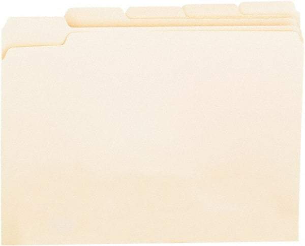 UNIVERSAL - 8-1/2 x 11", Letter Size, Manila, File Folders with Top Tab - 11 Point Stock, Assorted Tab Cut Location - Americas Industrial Supply