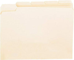 UNIVERSAL - 8-1/2 x 11", Letter Size, Manila, File Folders with Top Tab - 11 Point Stock, Assorted Tab Cut Location - Americas Industrial Supply