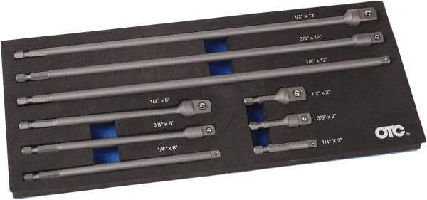 OTC - 1/4, 3/8 & 1/2" Drive Socket Extension Set - 9 Pieces, Includes 2, 6, 12" Lengths - Americas Industrial Supply