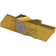 Tool-Flo - 3189FLGT Grade AC50C, 4.8mm Cutting Width Carbide Grooving Insert - 7/16" Max Depth of Cut, Left Hand, 0.02 to 0.025" Corner Radius, AlTiN Finish - Americas Industrial Supply