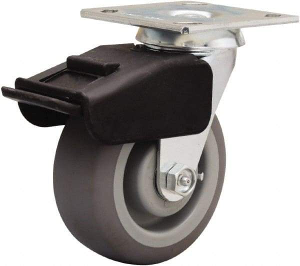 Hamilton - 5" Diam x 2" Wide x 6-1/2" OAH Top Plate Mount Swivel Caster - Rubber Mold on Polyolefin, 350 Lb Capacity, Straight Roller Bearing, 4 x 4-1/2" Plate - Americas Industrial Supply