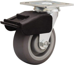 Hamilton - 5" Diam x 2" Wide x 6-1/2" OAH Top Plate Mount Swivel Caster - Rubber Mold on Polyolefin, 350 Lb Capacity, Straight Roller Bearing, 4 x 4-1/2" Plate - Americas Industrial Supply