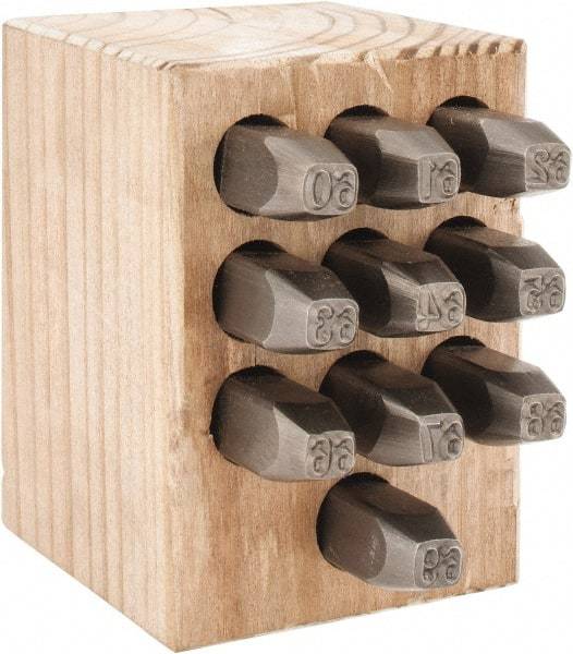 C.H. Hanson - 10 Piece, 1/4" Character Steel Stamp Set - Double Digit Figures, Double Digits - Americas Industrial Supply