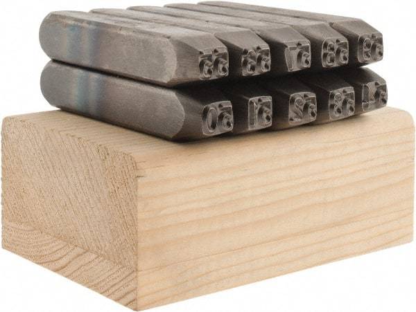 C.H. Hanson - 10 Piece, 1/4" Character Steel Stamp Set - Double Digit Figures, Double Digits - Americas Industrial Supply