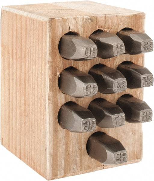 C.H. Hanson - 10 Piece, 1/4" Character Steel Stamp Set - Double Digit Figures, Double Digits - Americas Industrial Supply