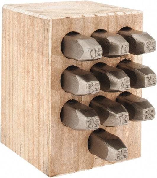 C.H. Hanson - 10 Piece, 1/4" Character Steel Stamp Set - Double Digit Figures, Double Digits - Americas Industrial Supply