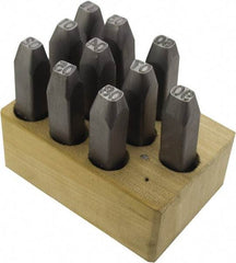 C.H. Hanson - 10 Piece, 1/4" Character Steel Stamp Set - Double Digit Figures, Double Digits - Americas Industrial Supply