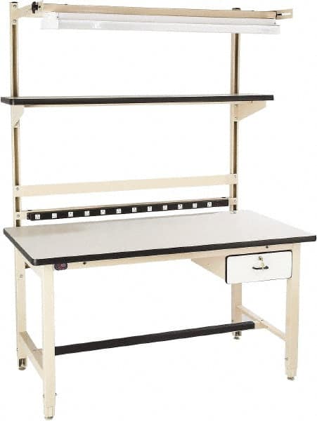 Proline - 72 Wide x 30" Deep x 36" High, Plastic Laminate Workbench - Adjustable Height Legs, Beige - Americas Industrial Supply