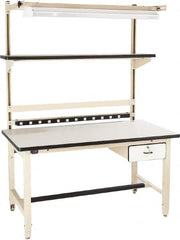 Proline - 72 Wide x 30" Deep x 36" High, Plastic Laminate Workbench - Adjustable Height Legs, Beige - Americas Industrial Supply