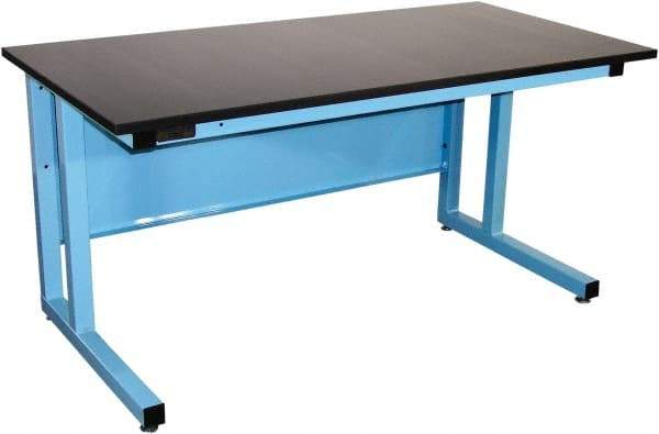 Proline - 72 Wide x 30" Deep x 30" High, Epoxy Resin Workbench - Fixed Legs With Adjustable Height Glides, Blue - Americas Industrial Supply
