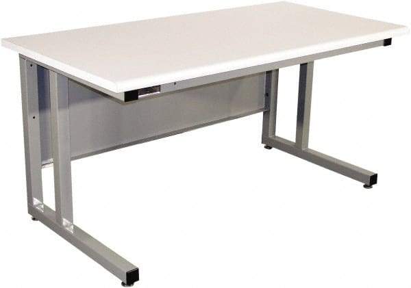 Proline - 72 Wide x 30" Deep x 30" High, Plastic Laminate Workbench - Fixed Legs With Adjustable Height Glides, Gray - Americas Industrial Supply