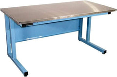 Proline - 72 Wide x 30" Deep x 30" High, Stainless Steel Workbench - Fixed Legs With Adjustable Height Glides, Blue - Americas Industrial Supply