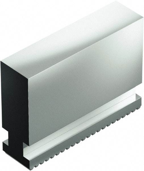 Schunk - 20" Max Chuck Capacity, Serrated Interface, Square Soft Lathe Chuck Jaw - 3 Jaw, Steel, 0mm Btw Mount Hole Ctrs, 77mm High, 0mm Groove - Americas Industrial Supply