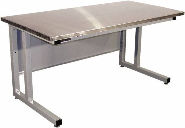 Proline - 72 Wide x 30" Deep x 30" High, Stainless Steel Workbench - Fixed Legs With Adjustable Height Glides, Gray - Americas Industrial Supply