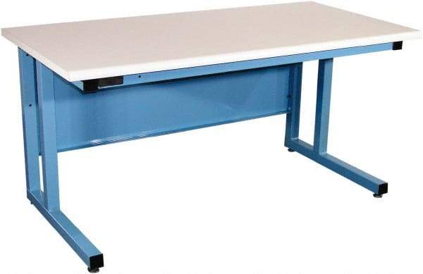 Proline - 60 Wide x 30" Deep x 30" High, Static Dissipative Workbench - Fixed Legs With Adjustable Height Glides, Blue - Americas Industrial Supply